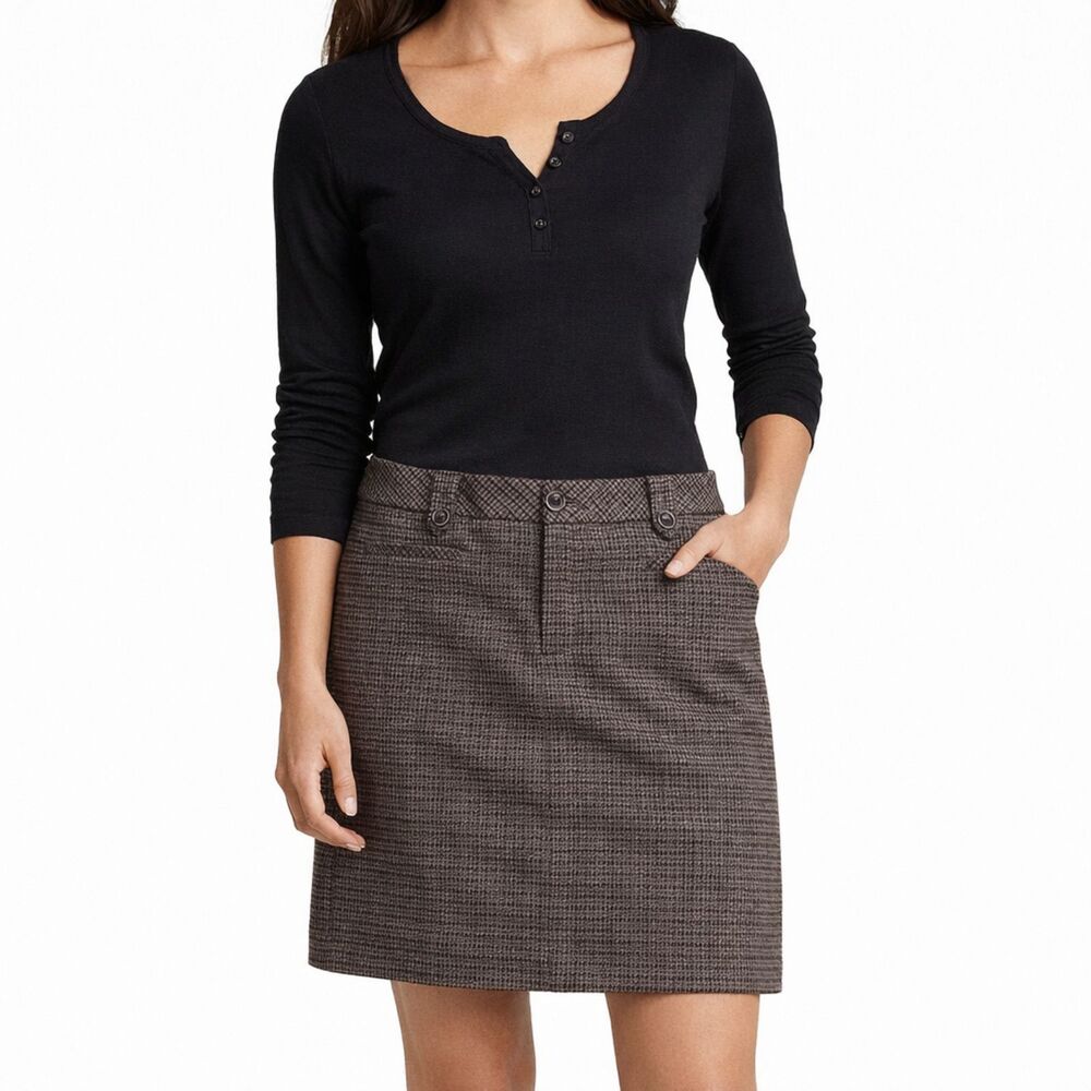 Eddie Bauer Houndstooth Wool Blend Skirt Womens Sz 10 Heritage Preppy Ivy League